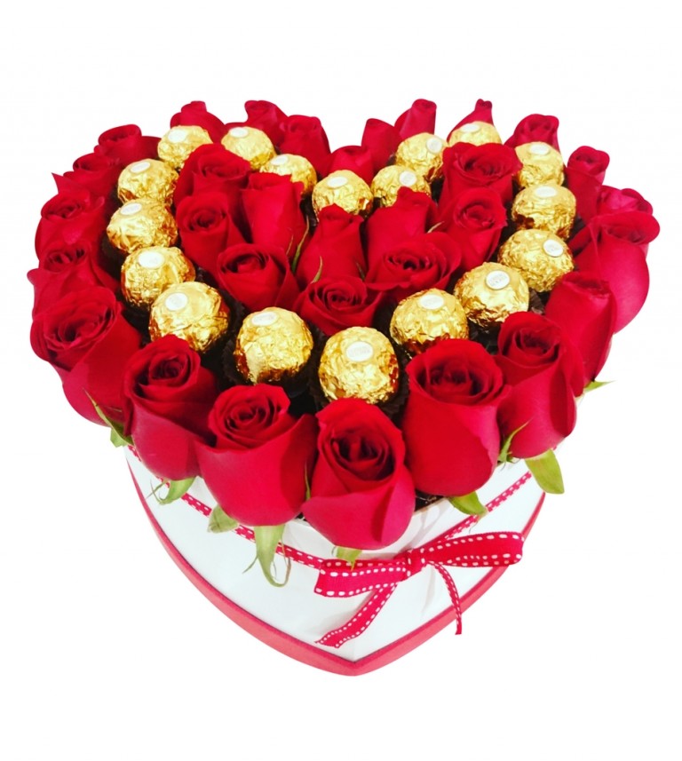 Caja de rosas en forma de corazón Boutique Floral Nicté