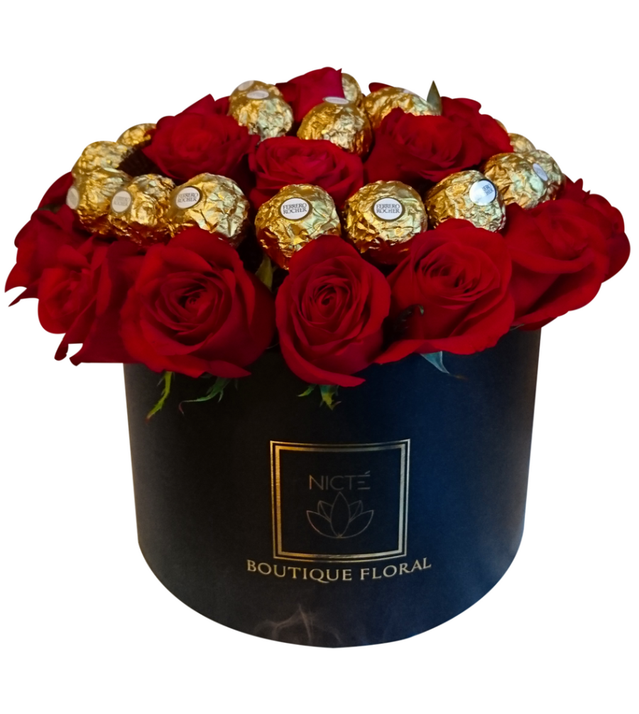 Flores en Caja con Chocolates