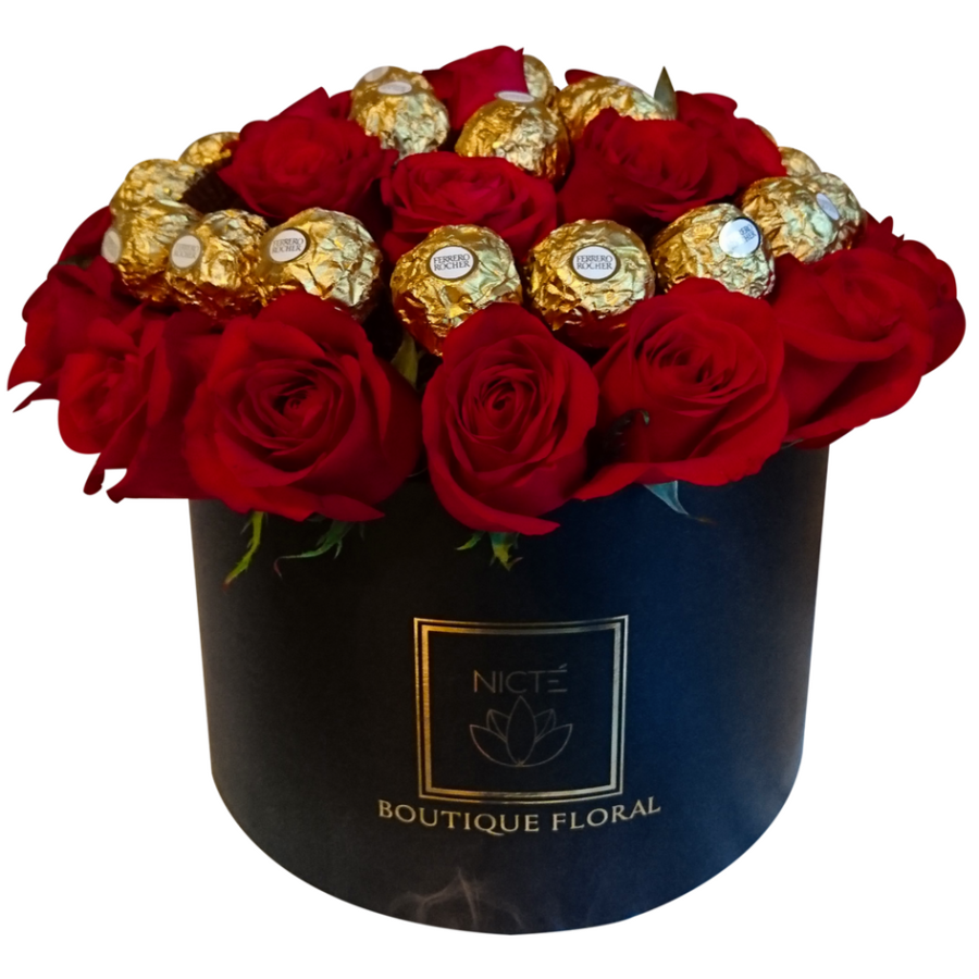 Flores en Caja con Chocolates