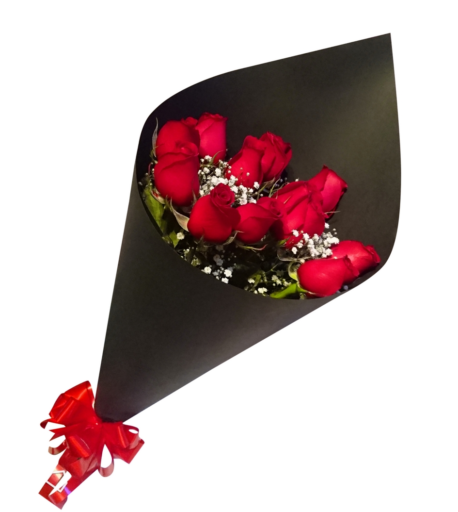 Ramo de rosas en cono negro 12 piezas | Boutique Floral Nicté
